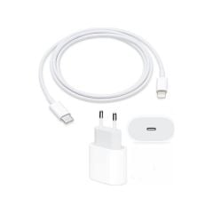 Apple iPhone 20 W güç adaptörü ve USB-C Lightning şarj kablosu